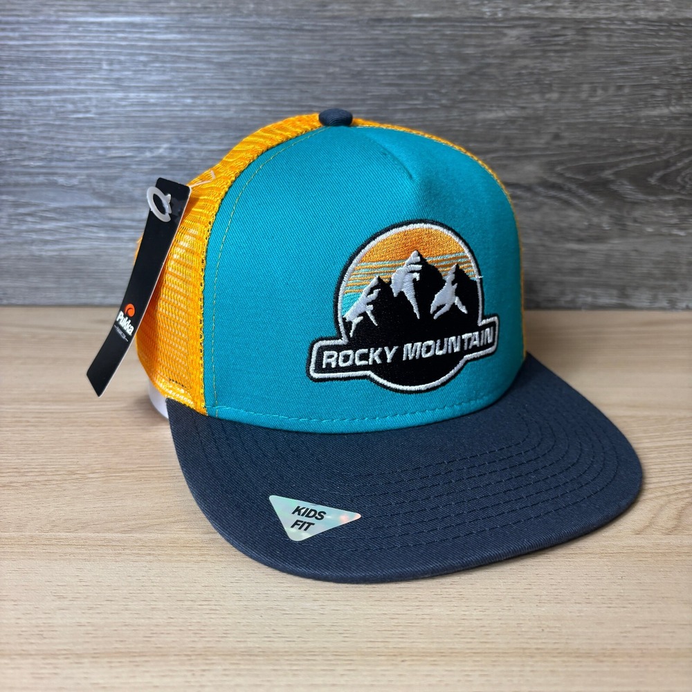 Rocky Mountain Hat Cap Snap Back Youth Kids Boys Blue Outdoors NWT